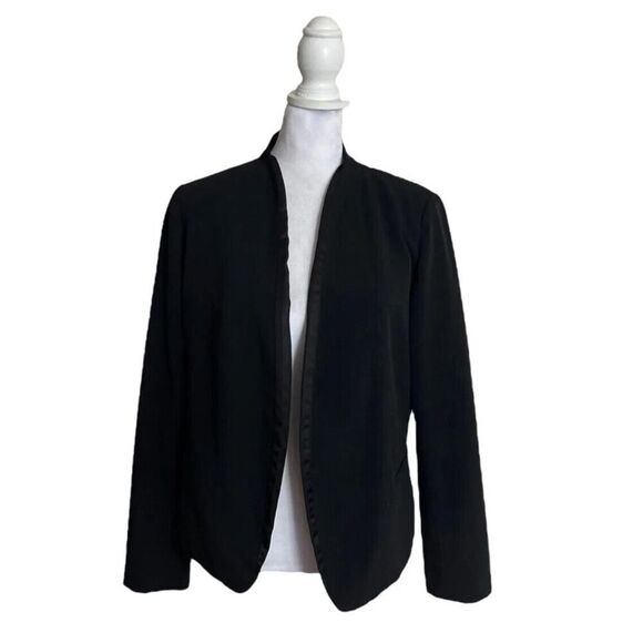 Vince Camuto Women’s Open Front Padded Shoulder Black Blazer Jacket Designer 6P - Picture 2 of 10